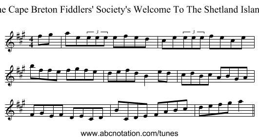 The Cape Breton Fiddlers' Society's Welcome To The Shetland Islands - staff notation