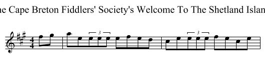 The Cape Breton Fiddlers' Society's Welcome To The Shetland Islands - staff notation