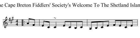 The Cape Breton Fiddlers' Society's Welcome To The Shetland Islands - staff notation