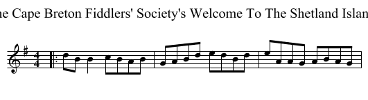 The Cape Breton Fiddlers' Society's Welcome To The Shetland Islands - staff notation