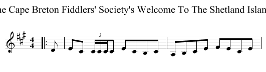 The Cape Breton Fiddlers' Society's Welcome To The Shetland Islands - staff notation