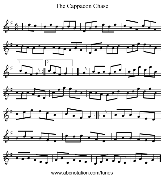 The Cappacon Chase - staff notation