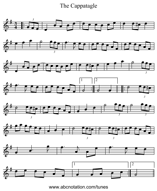The Cappatagle - staff notation