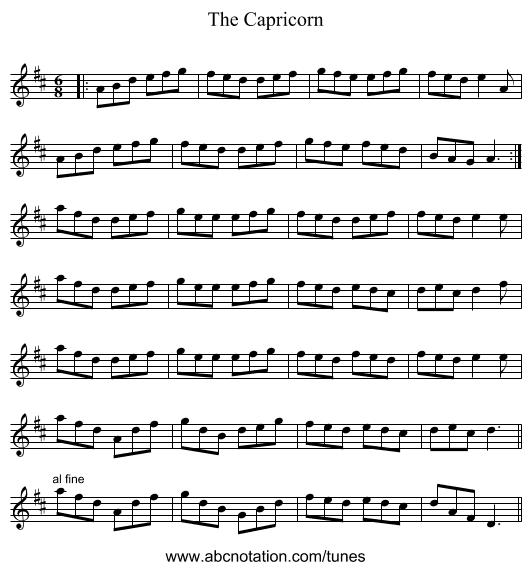 The Capricorn - staff notation