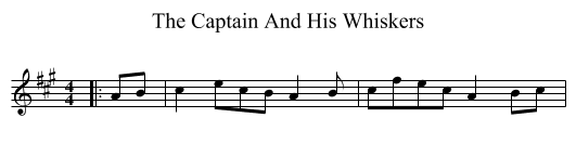 The Captain And His Whiskers - staff notation