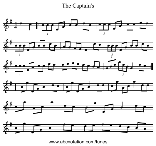 The Captain's - staff notation