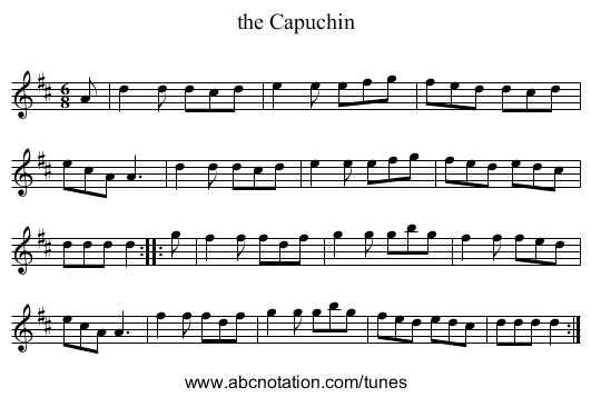 the Capuchin - staff notation