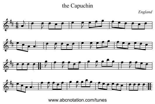 the Capuchin - staff notation