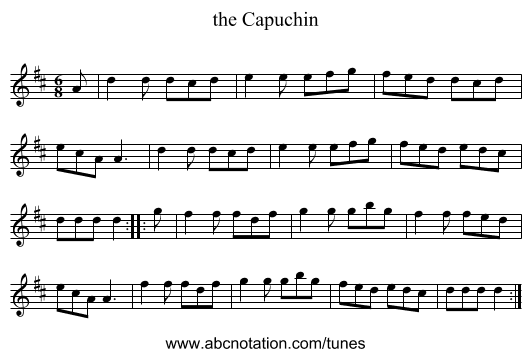 the Capuchin - staff notation