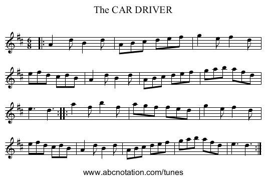 The CAR DRIVER - staff notation