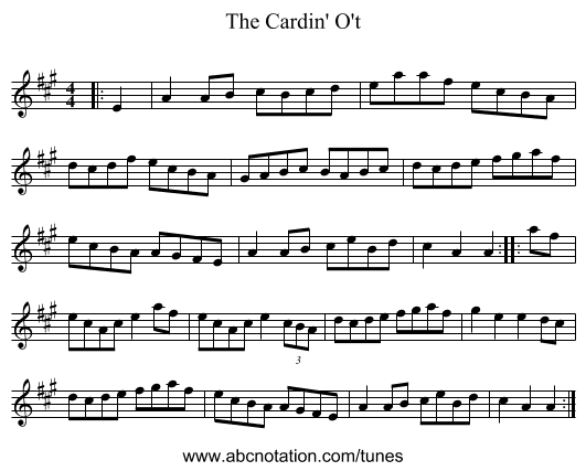 The Cardin' O't - staff notation