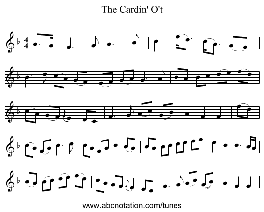 The Cardin' O't - staff notation