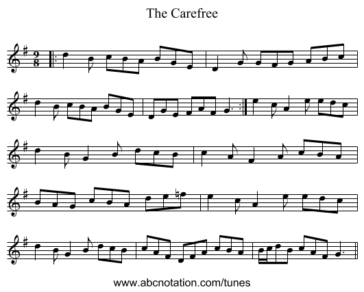 The Carefree - staff notation