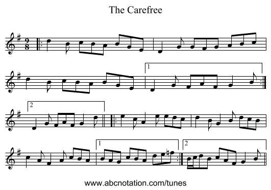 The Carefree - staff notation