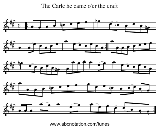 The Carle he came o'er the craft - staff notation
