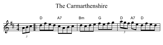 The Carmarthenshire - staff notation
