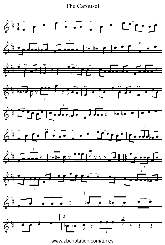 The Carousel - staff notation