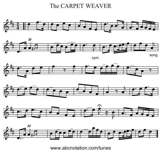 The CARPET WEAVER - staff notation