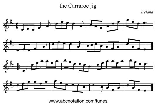 the Carraroe jig - staff notation