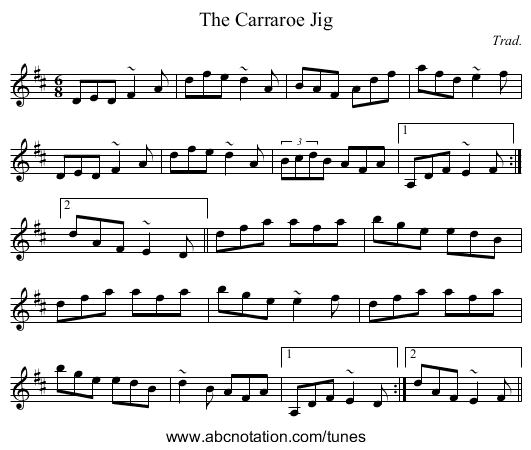 The Carraroe Jig - staff notation
