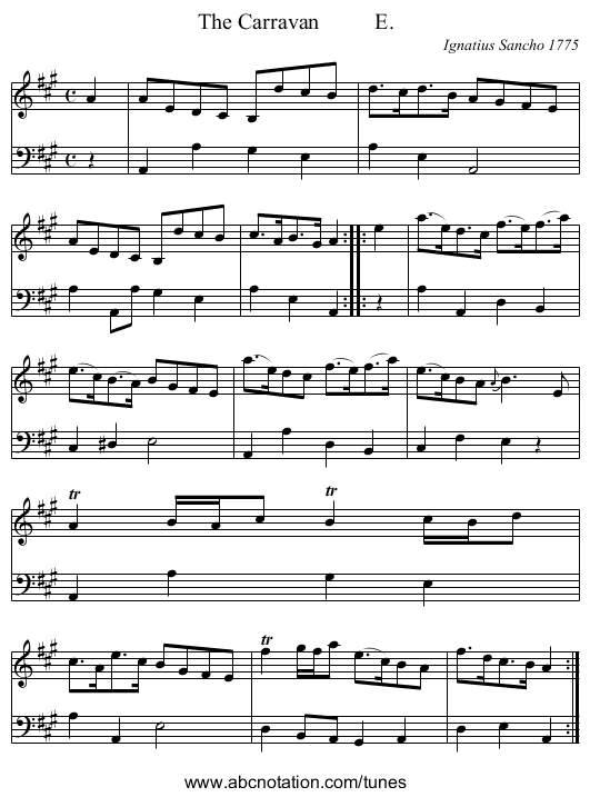 The Carravan          E. - staff notation