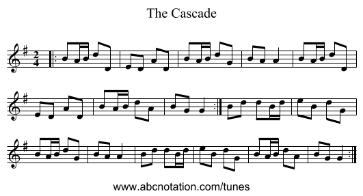 The Cascade - staff notation