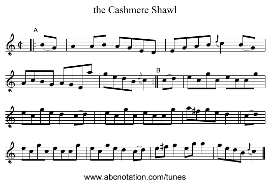 the Cashmere Shawl - staff notation