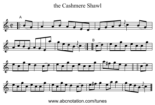 the Cashmere Shawl - staff notation