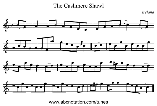 The Cashmere Shawl - staff notation