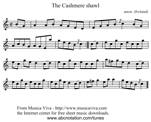 The Cashmere shawl - staff notation