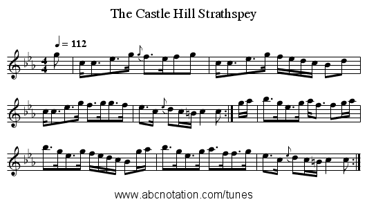 The Castle Hill Strathspey - staff notation