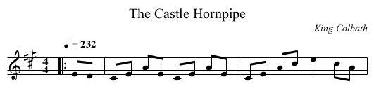 The Castle Hornpipe - staff notation