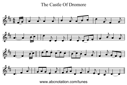 The Castle Of Dromore - staff notation