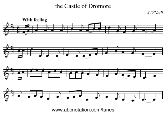 the Castle of Dromore - staff notation