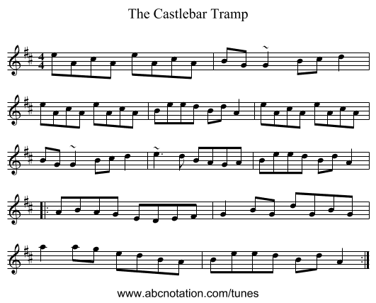 The Castlebar Tramp - staff notation