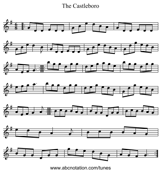 The Castleboro - staff notation