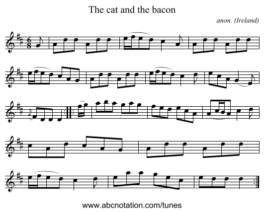 The cat and the bacon - staff notation