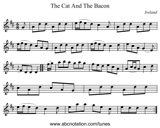 The Cat And The Bacon - staff notation