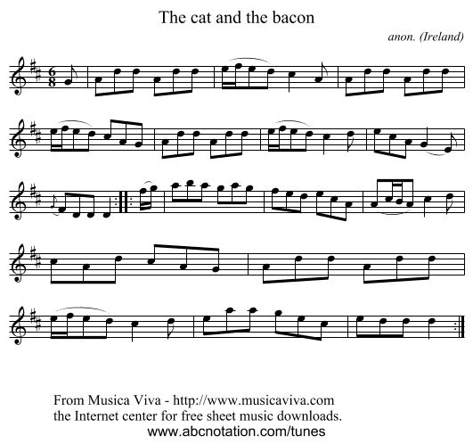 The cat and the bacon - staff notation