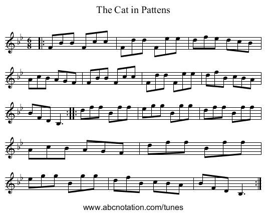 The Cat in Pattens - staff notation