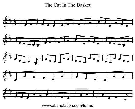 The Cat In The Basket - staff notation