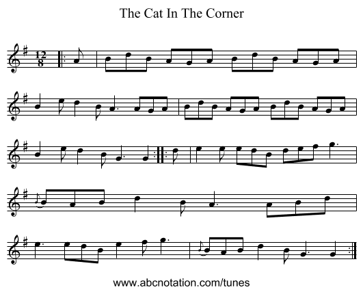 The Cat In The Corner - staff notation