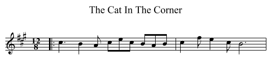 The Cat In The Corner - staff notation