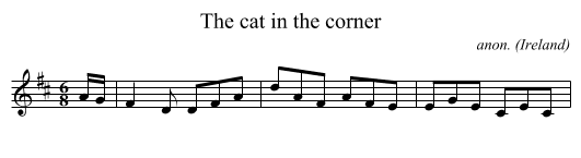 The cat in the corner - staff notation