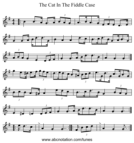 The Cat In The Fiddle Case - staff notation