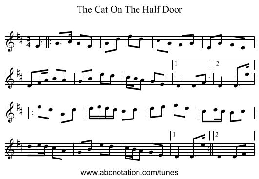 The Cat On The Half Door - staff notation