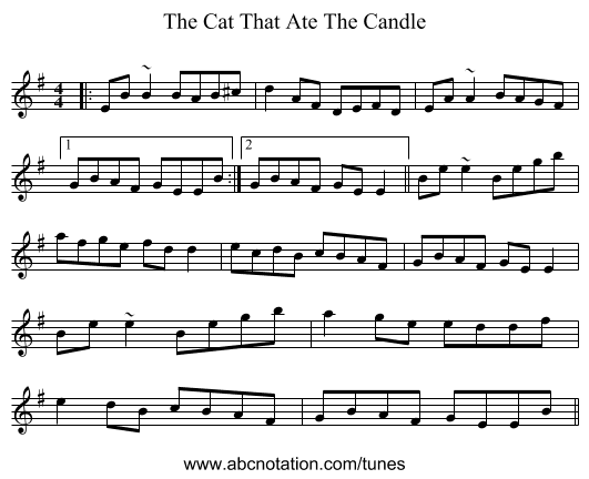 The Cat That Ate The Candle - staff notation