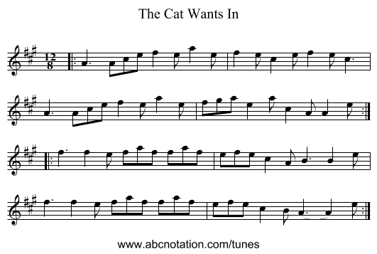 The Cat Wants In - staff notation