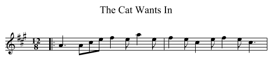 The Cat Wants In - staff notation