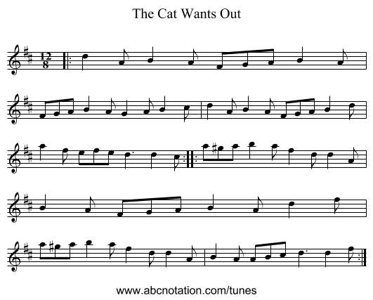 The Cat Wants Out - staff notation